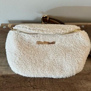 Poppy & Peonies White Sherpa Crossbody Bag